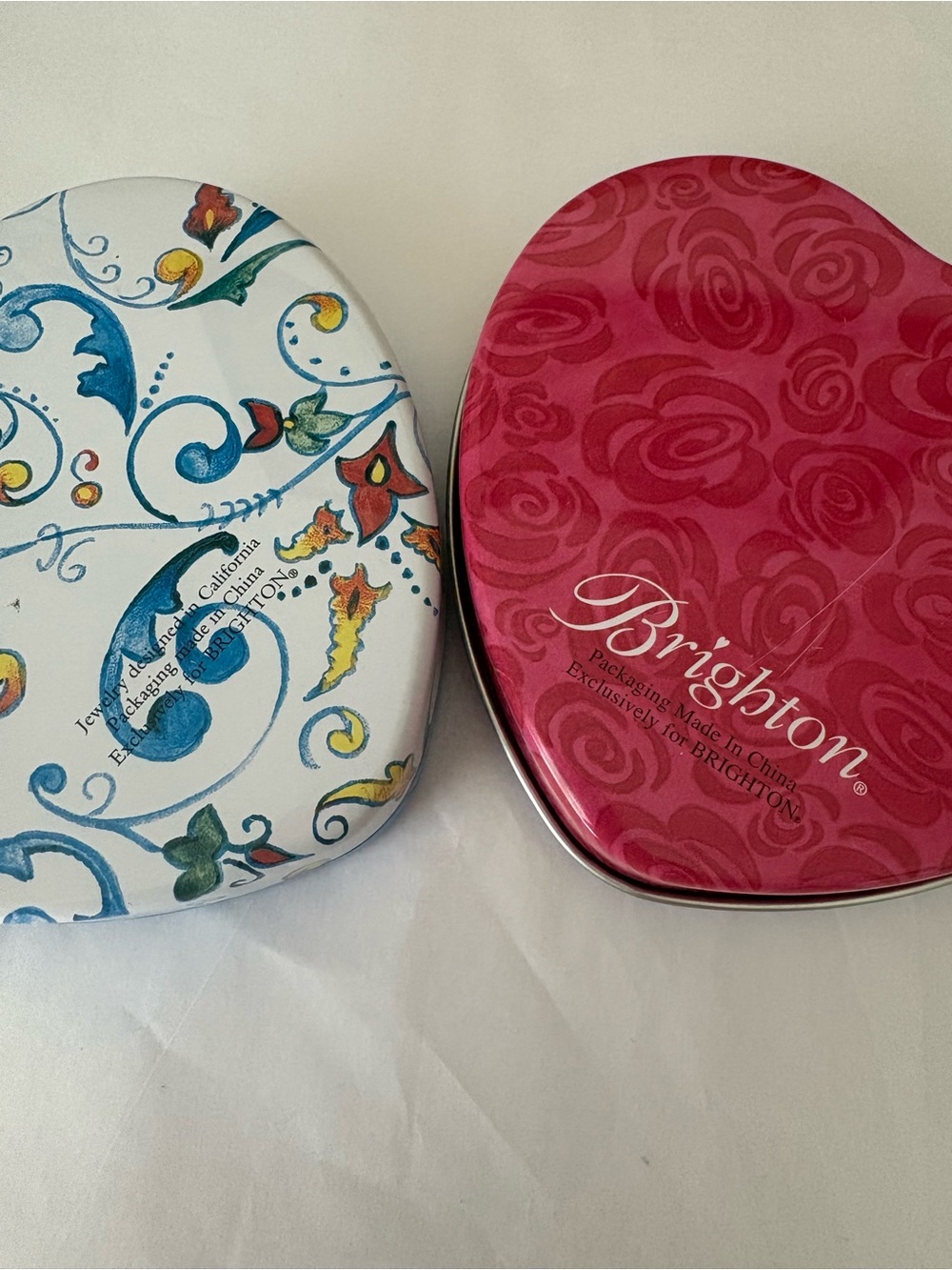 Brighton Heart Tin Pair - Blue & Yellow Decorative Hearts - Picture 3 of 5